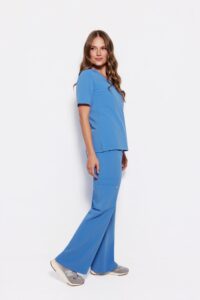 Spodnie medyczne damskie SZEROKIE SCRUBS Basic ROYAL BLUE