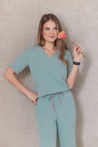 Women’s Medical Blouse SCRUBS Basic One Pocket COLD PISTACHIO
