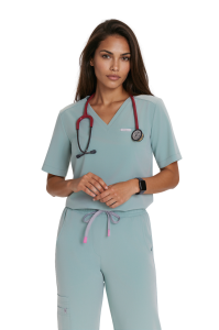 Women’s Medical Blouse SCRUBS Basic One Pocket COLD PISTACHIO