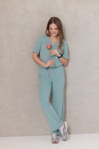 Women’s Medical Blouse SCRUBS Basic One Pocket COLD PISTACHIO