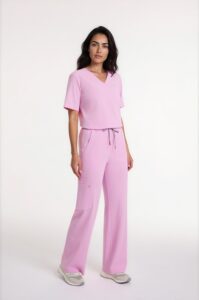 Bluzka medyczna damska scrubs Basic One Pocket BUBBLEGUM