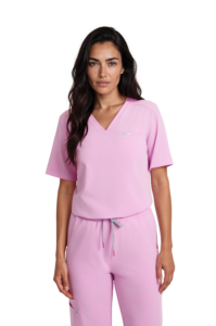 Bluzka medyczna damska scrubs Basic One Pocket BUBBLEGUM