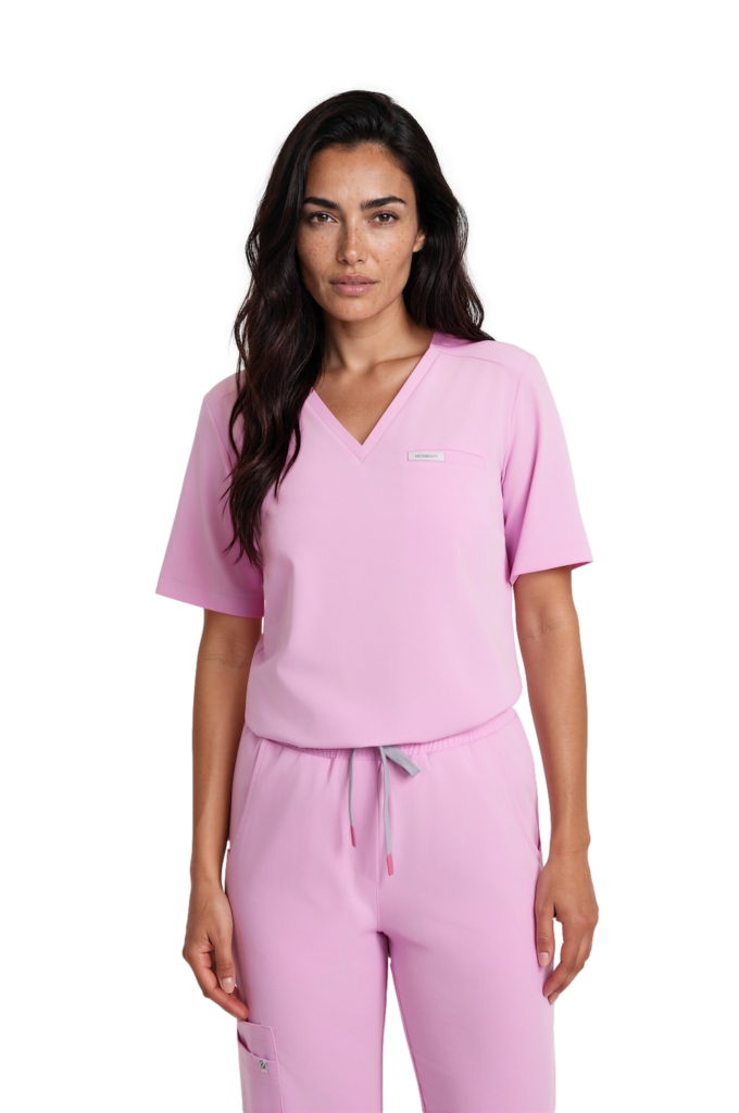 Bluzka medyczna damska scrubs Basic One Pocket BUBBLEGUM Bluzka medyczna damska scrubs Basic One Pocket BUBBLEGUM