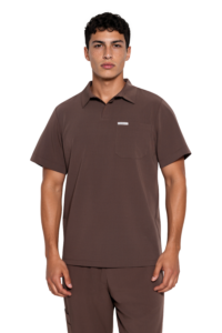 Bluzka medyczna męska Polo scrubs Basic CHOCOLATE