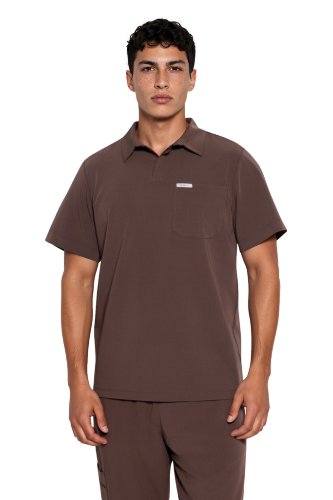 Bluzka medyczna męska Polo scrubs Basic CHOCOLATE