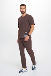 Spodnie medyczne męskie PROSTE scrubs Basic CHOCOLATE